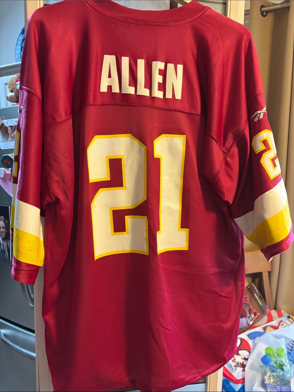 Reebok Red Football Jersey with White & Yellow Accents - Picture 2 of 4
